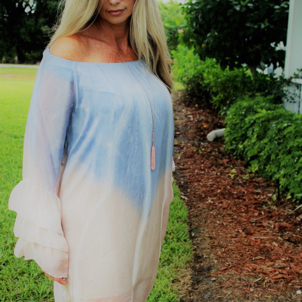 Grey Violet Brand Silk Dress Ruffled Sleeves
